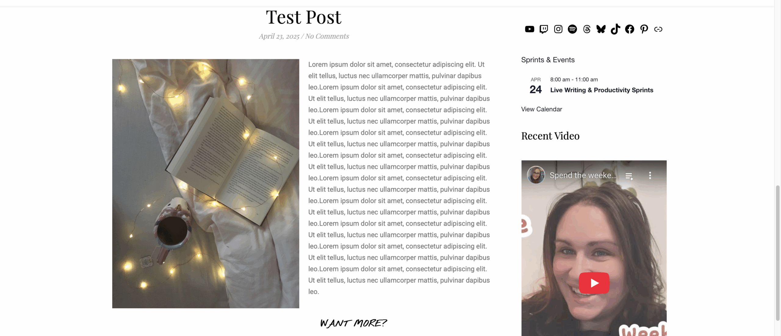 screenshot of post with sidebar